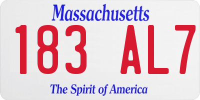 MA license plate 183AL7