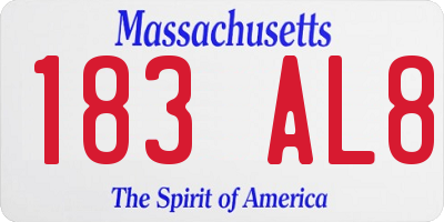 MA license plate 183AL8
