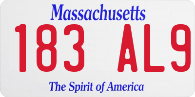 MA license plate 183AL9