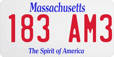 MA license plate 183AM3