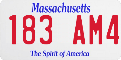 MA license plate 183AM4