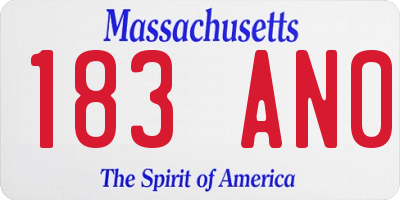 MA license plate 183AN0