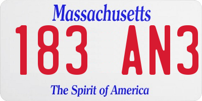 MA license plate 183AN3