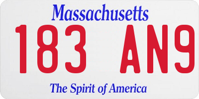 MA license plate 183AN9