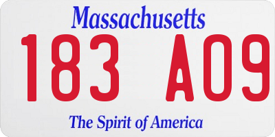 MA license plate 183AO9