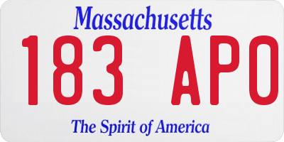 MA license plate 183AP0