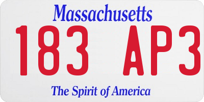 MA license plate 183AP3