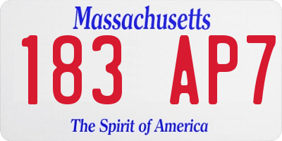 MA license plate 183AP7
