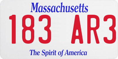 MA license plate 183AR3