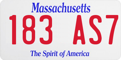 MA license plate 183AS7