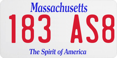 MA license plate 183AS8