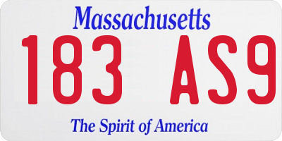 MA license plate 183AS9
