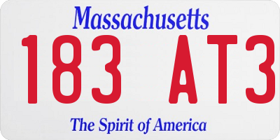 MA license plate 183AT3