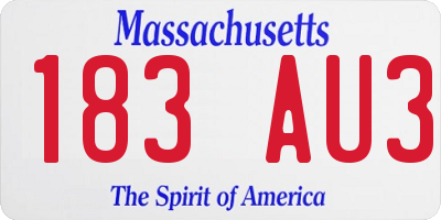 MA license plate 183AU3