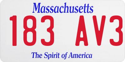 MA license plate 183AV3