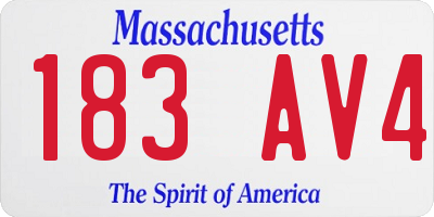 MA license plate 183AV4