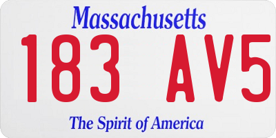 MA license plate 183AV5