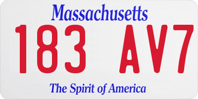 MA license plate 183AV7