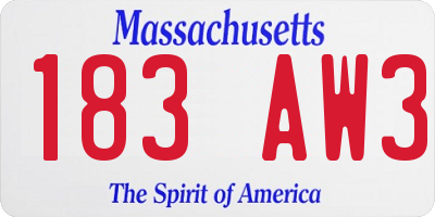 MA license plate 183AW3