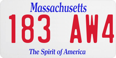 MA license plate 183AW4