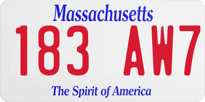 MA license plate 183AW7