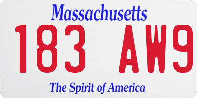 MA license plate 183AW9