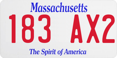 MA license plate 183AX2