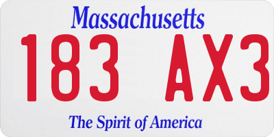 MA license plate 183AX3