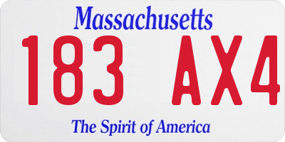 MA license plate 183AX4