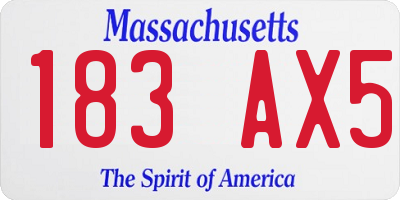 MA license plate 183AX5