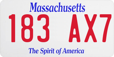 MA license plate 183AX7