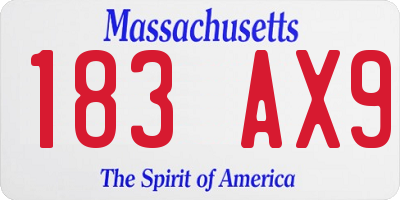 MA license plate 183AX9