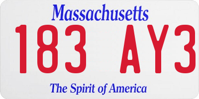 MA license plate 183AY3
