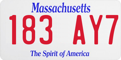 MA license plate 183AY7