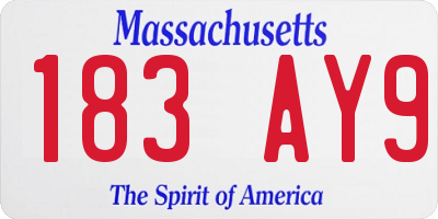 MA license plate 183AY9