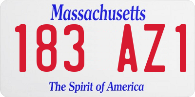 MA license plate 183AZ1
