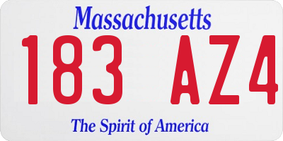 MA license plate 183AZ4