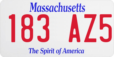 MA license plate 183AZ5