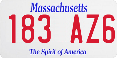 MA license plate 183AZ6