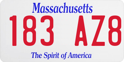 MA license plate 183AZ8