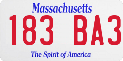 MA license plate 183BA3