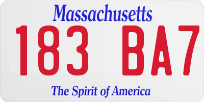 MA license plate 183BA7
