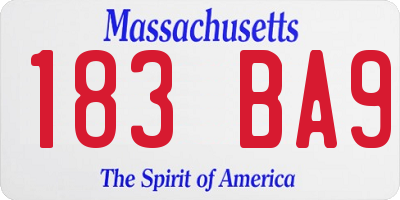 MA license plate 183BA9