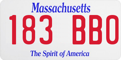 MA license plate 183BB0