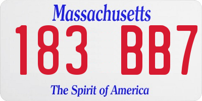 MA license plate 183BB7