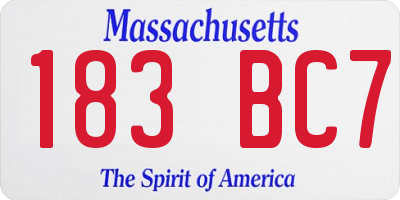 MA license plate 183BC7
