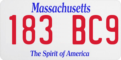 MA license plate 183BC9