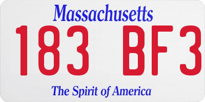 MA license plate 183BF3