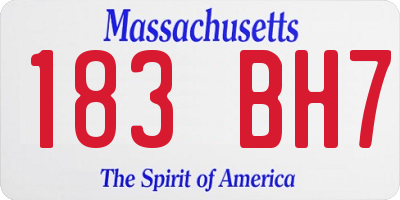 MA license plate 183BH7