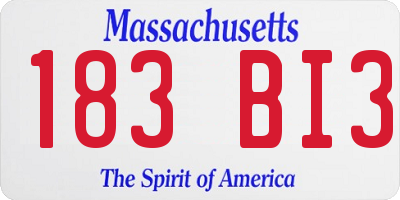 MA license plate 183BI3